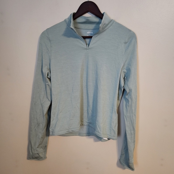 Allbirds Quarter Zip Pullover Natural Run Mid Layer Green Hush Athleisure Casual - Picture 1 of 9